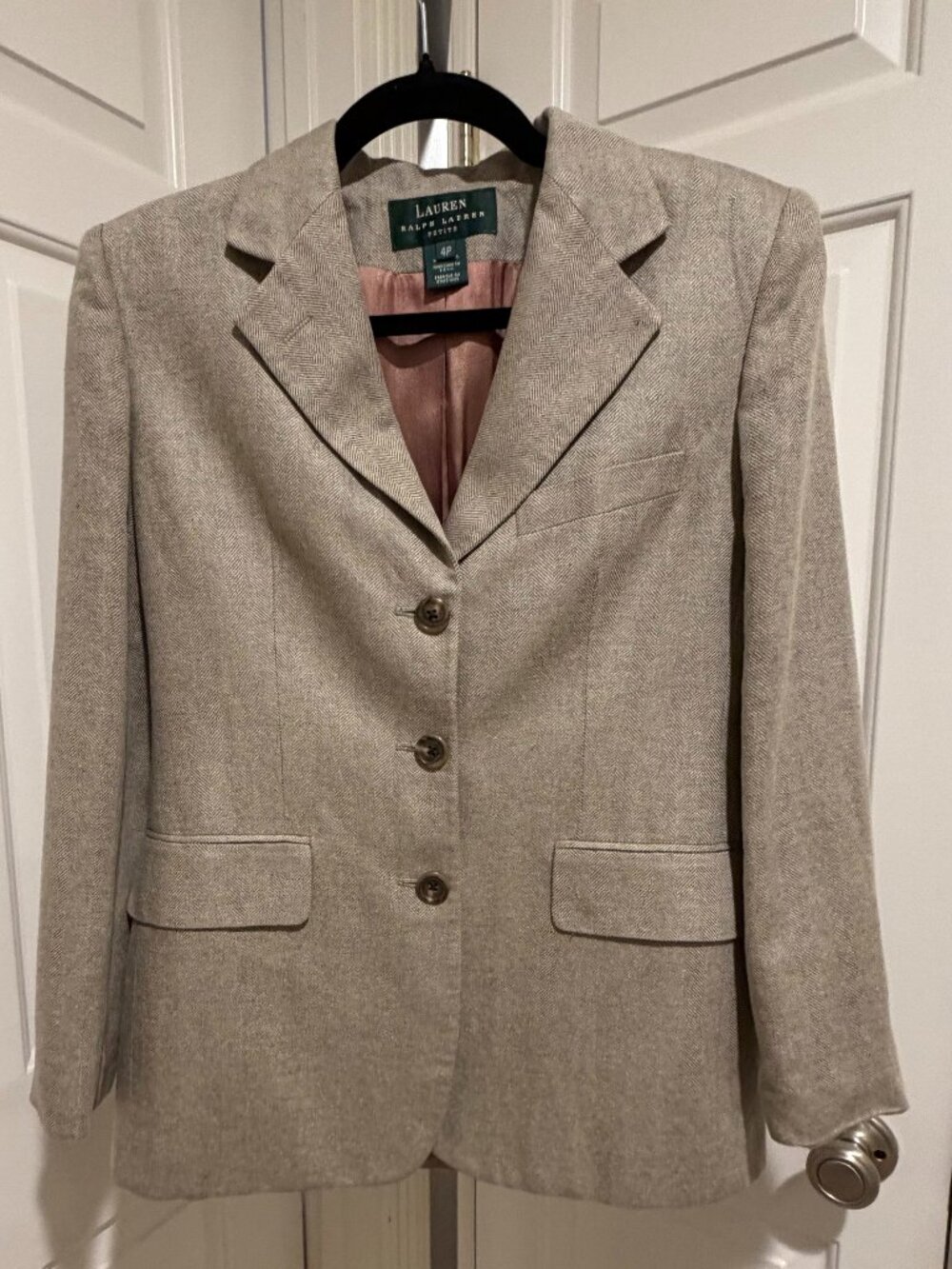 Lauren Ralph Lauren Silk-Linen Herringbone Blazer Size 4P